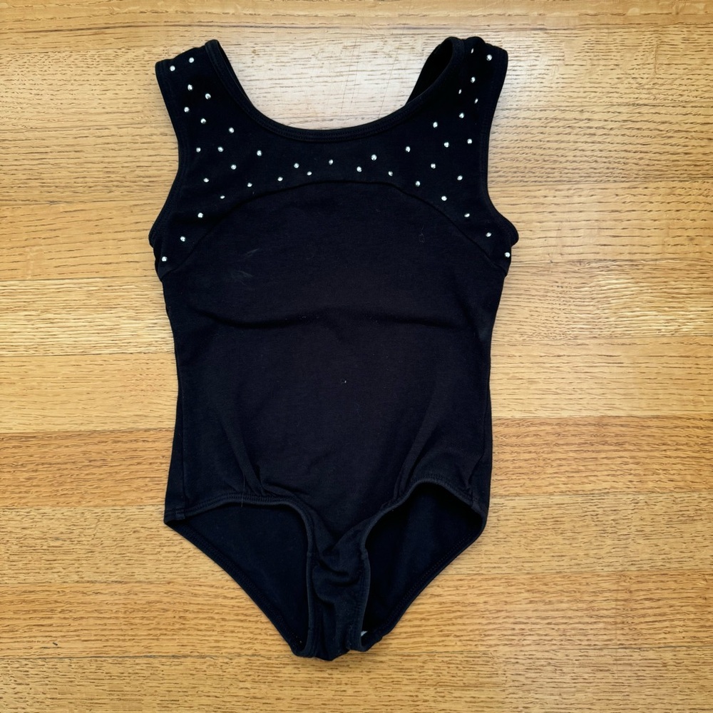 More Than Magic Black Rhinestone Leotard S 6/6x